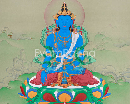 Traditional Buddha Mitrupa Thangka | Hand-Painted with 24K Gold and Natural Stone Colors