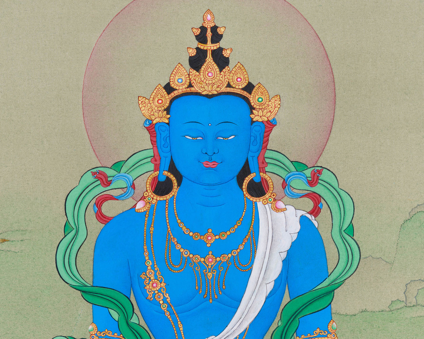 Traditional Buddha Mitrupa Thangka | Hand-Painted with 24K Gold and Natural Stone Colors