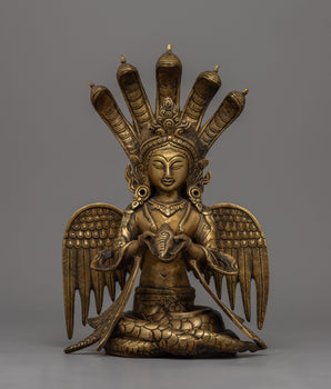Brass Naga Kanya Statue | Symbol of Serpent Wisdom and Protection