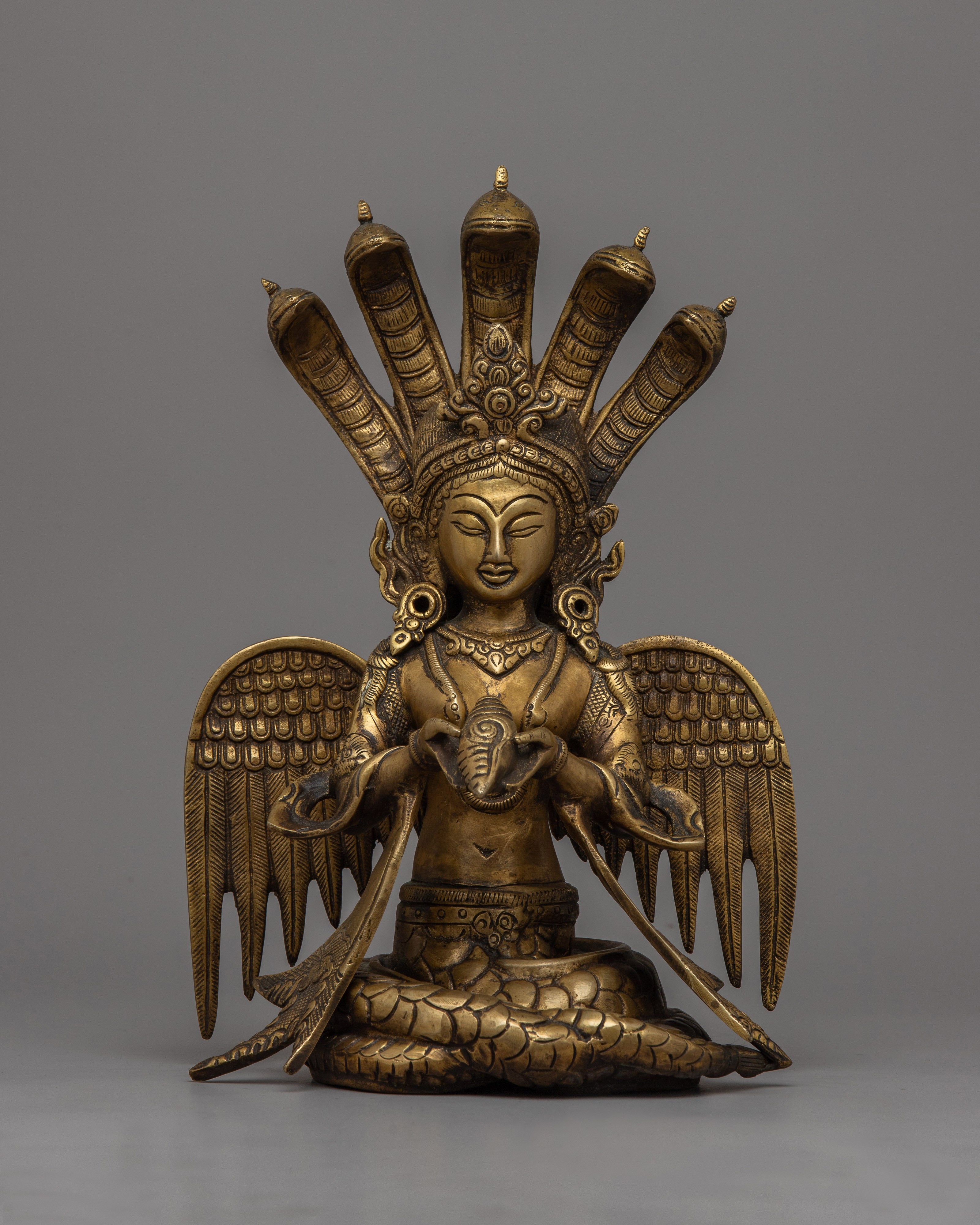 Brass Naga Kanya Statue | Symbol of Serpent Wisdom and Protection