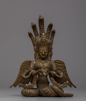 Vintage Naga Kanya Goddess Statue | Embrace Divine Protection and Wealth in Your Home