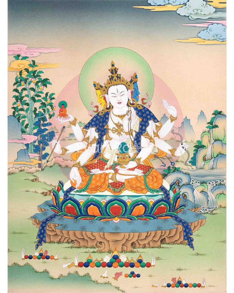 Namgyalma Thangka Print | Canvas of Healing Light | Enveloping Serenity and Blessings