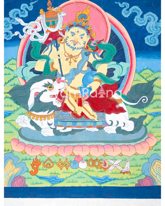 Original Hand-Painted Wealth Deity Namtose Thangka Art | Tibetan Buddhism Art |