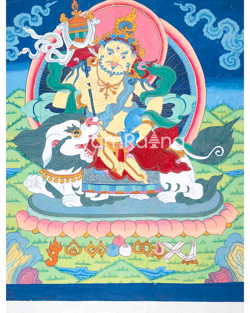 Original Hand-Painted Wealth Deity Namtose Thangka Art | Tibetan Buddhism Art |