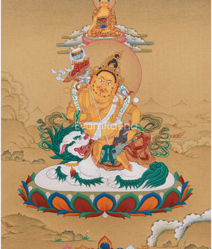Powerful Namtoshe with Ratnasambhava Thangka | Protector Deity on Snow Lion