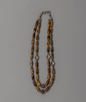 Himalayan Gemstone & White Metal Necklace