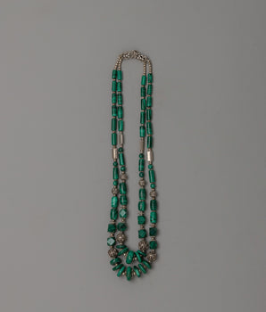 Gemstone and White Metal Combined Necklace