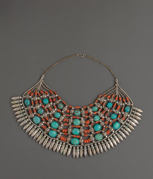 Tibetan White Metal Chunky Necklace