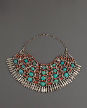Tibetan White Metal Chunky Necklace