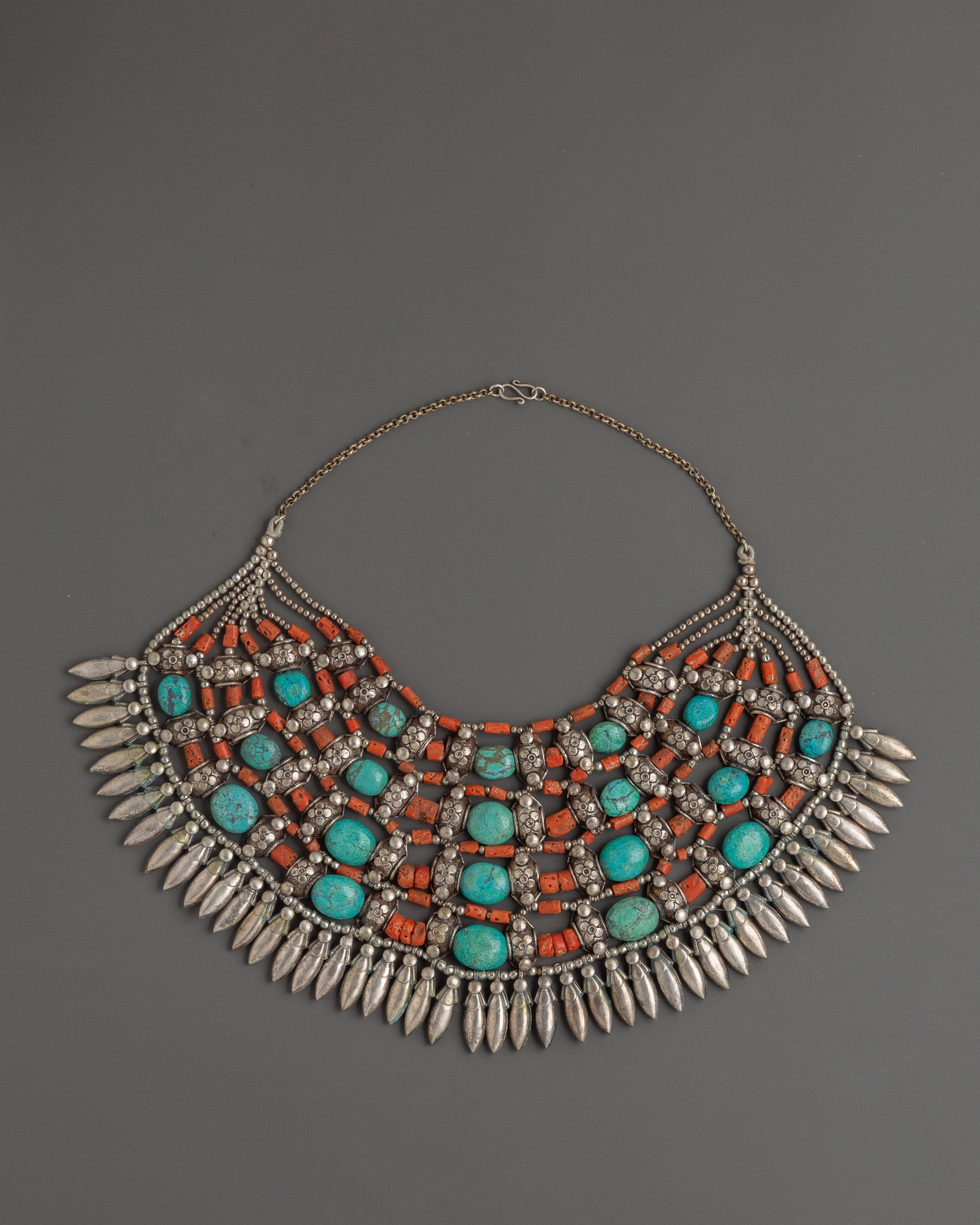 Tibetan White Metal Chunky Necklace