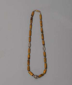 Handmade Necklace with White Metal Accents