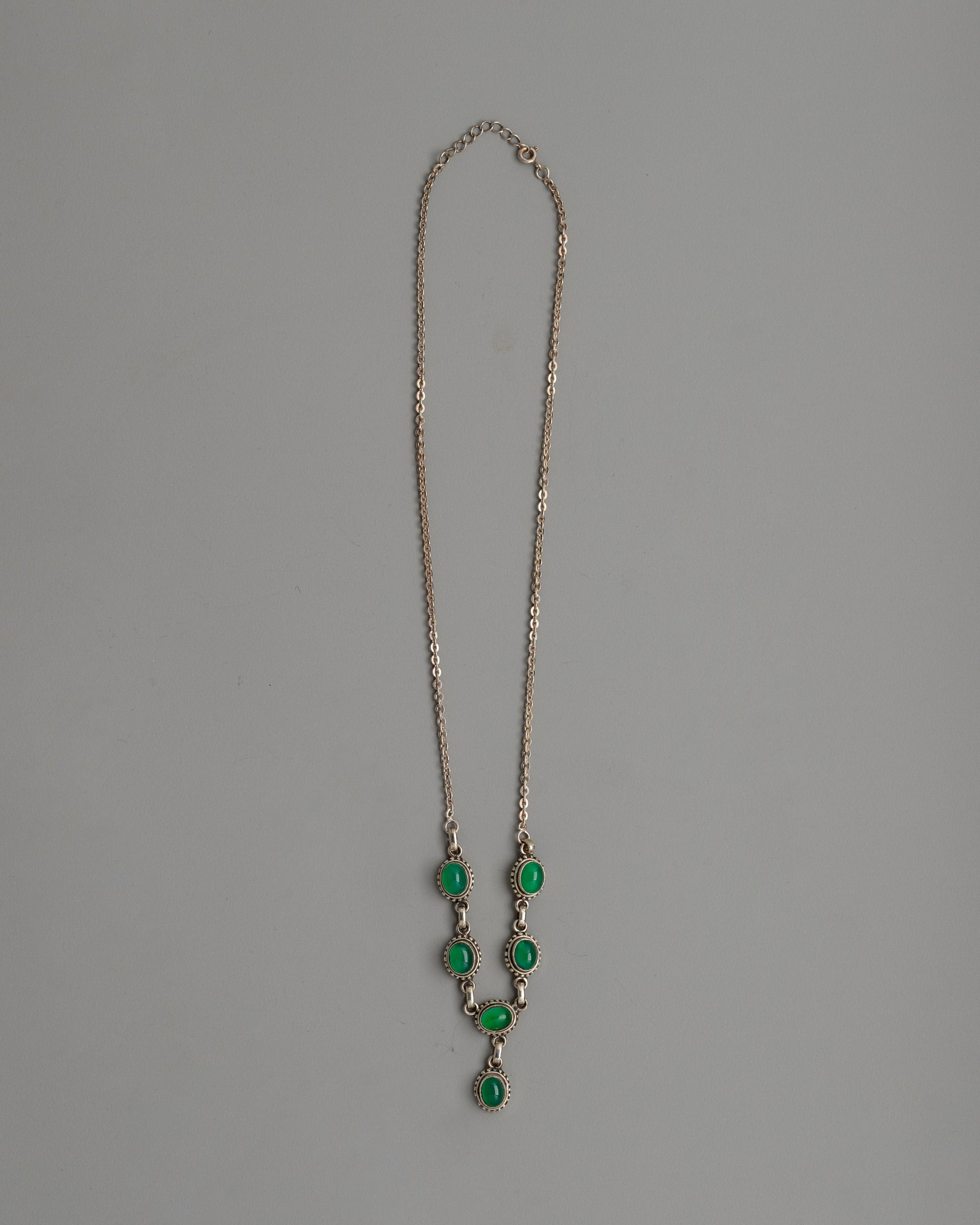Sterling Silver Green Onyx Necklace