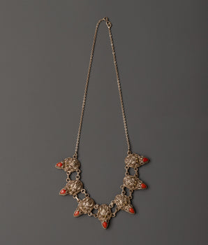 Red coral silver necklace