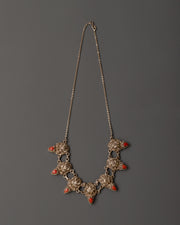 Red coral silver necklace