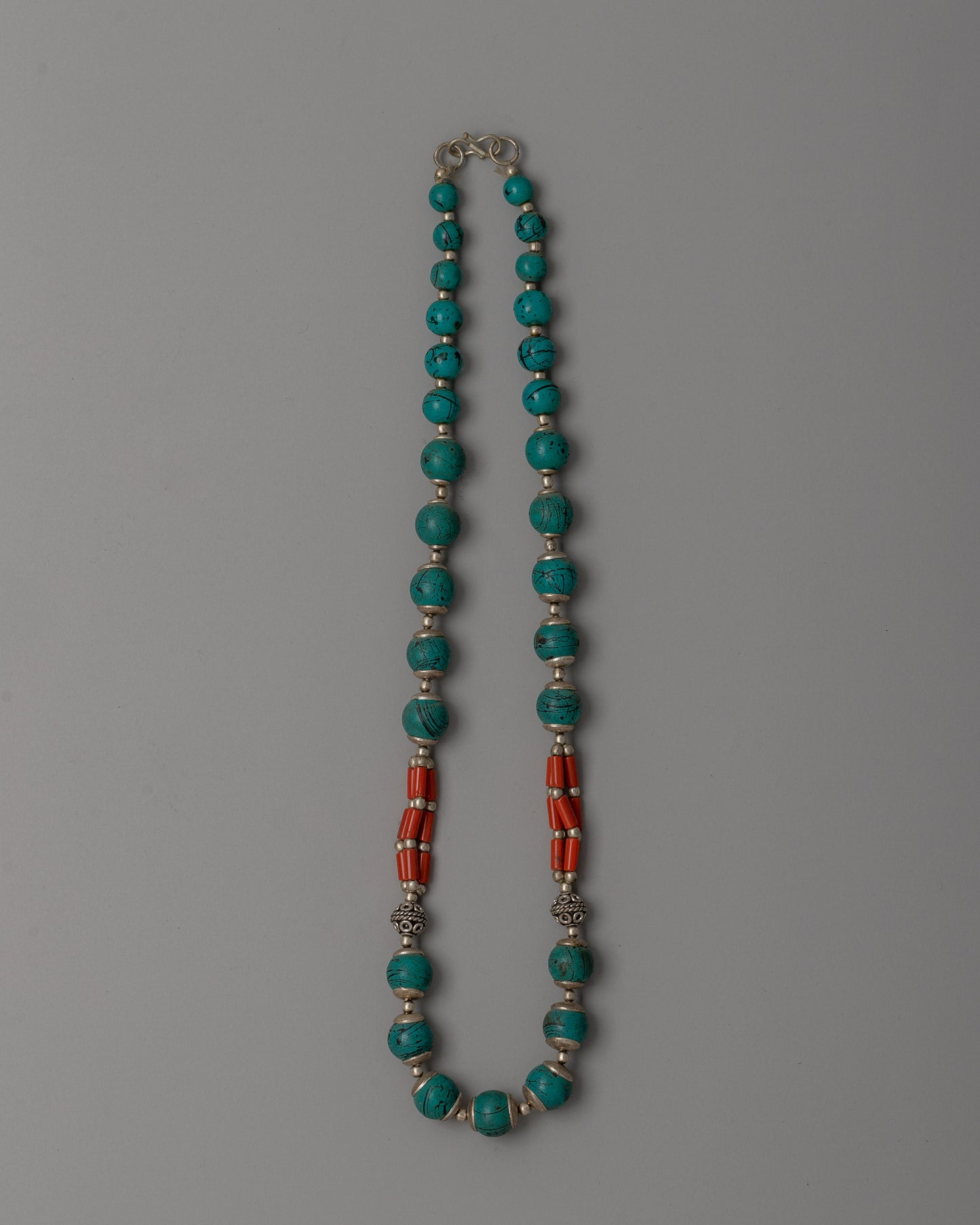 Elegant Turquoise and Coral Beaded Necklace