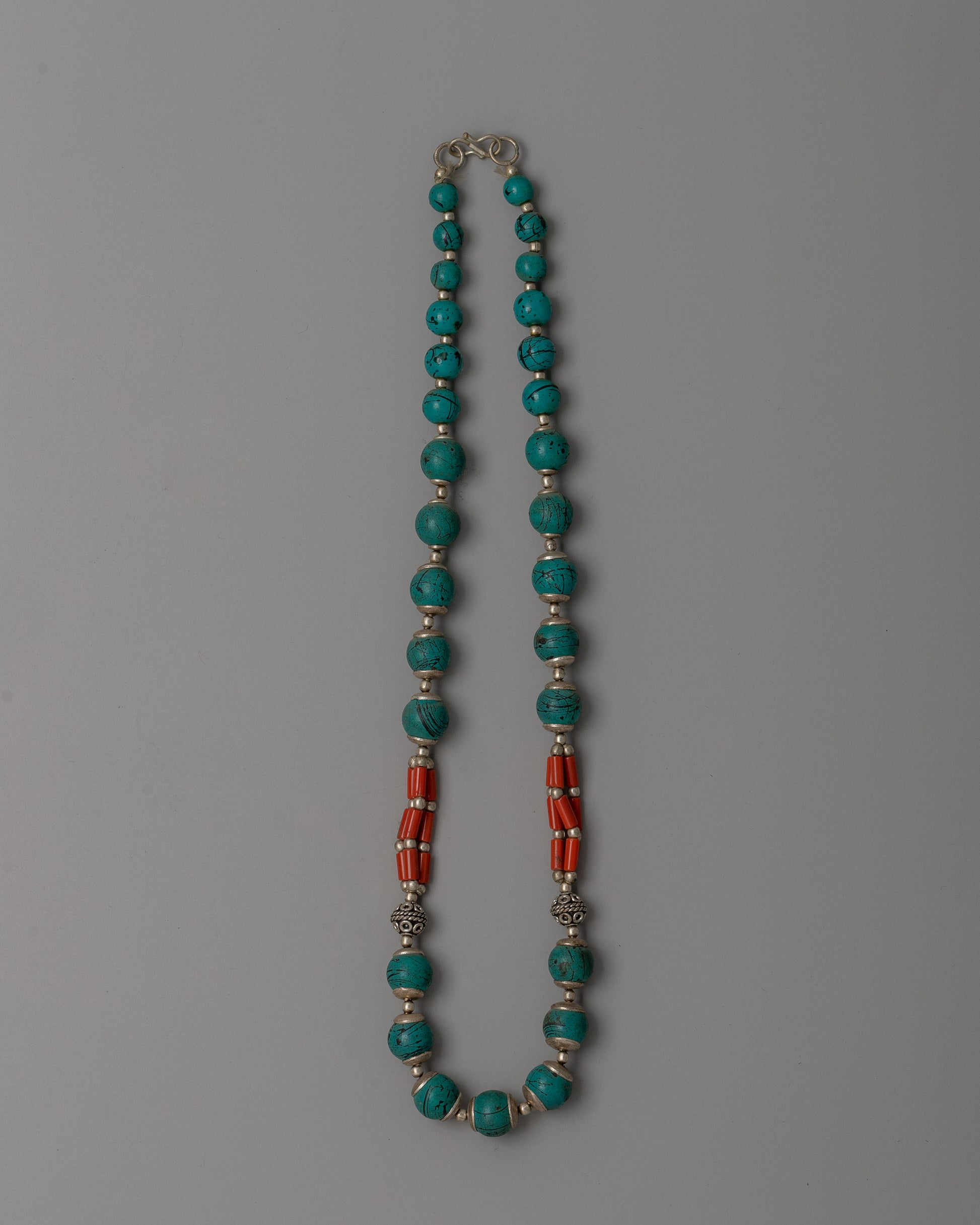 Elegant Turquoise and Coral Beaded Necklace