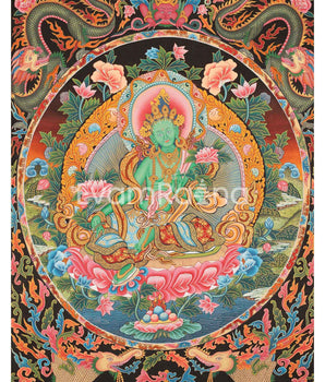 Newari Style Green Tara Thangka