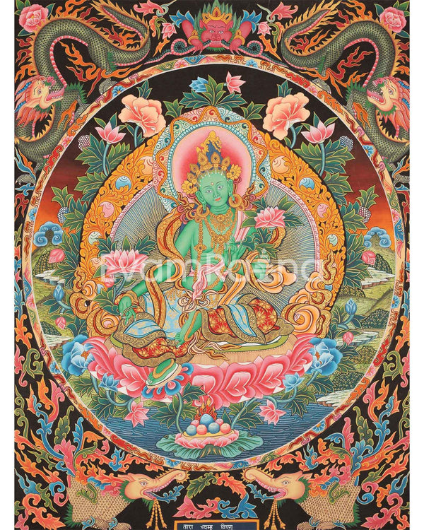 Newari Style Green Tara Thangka