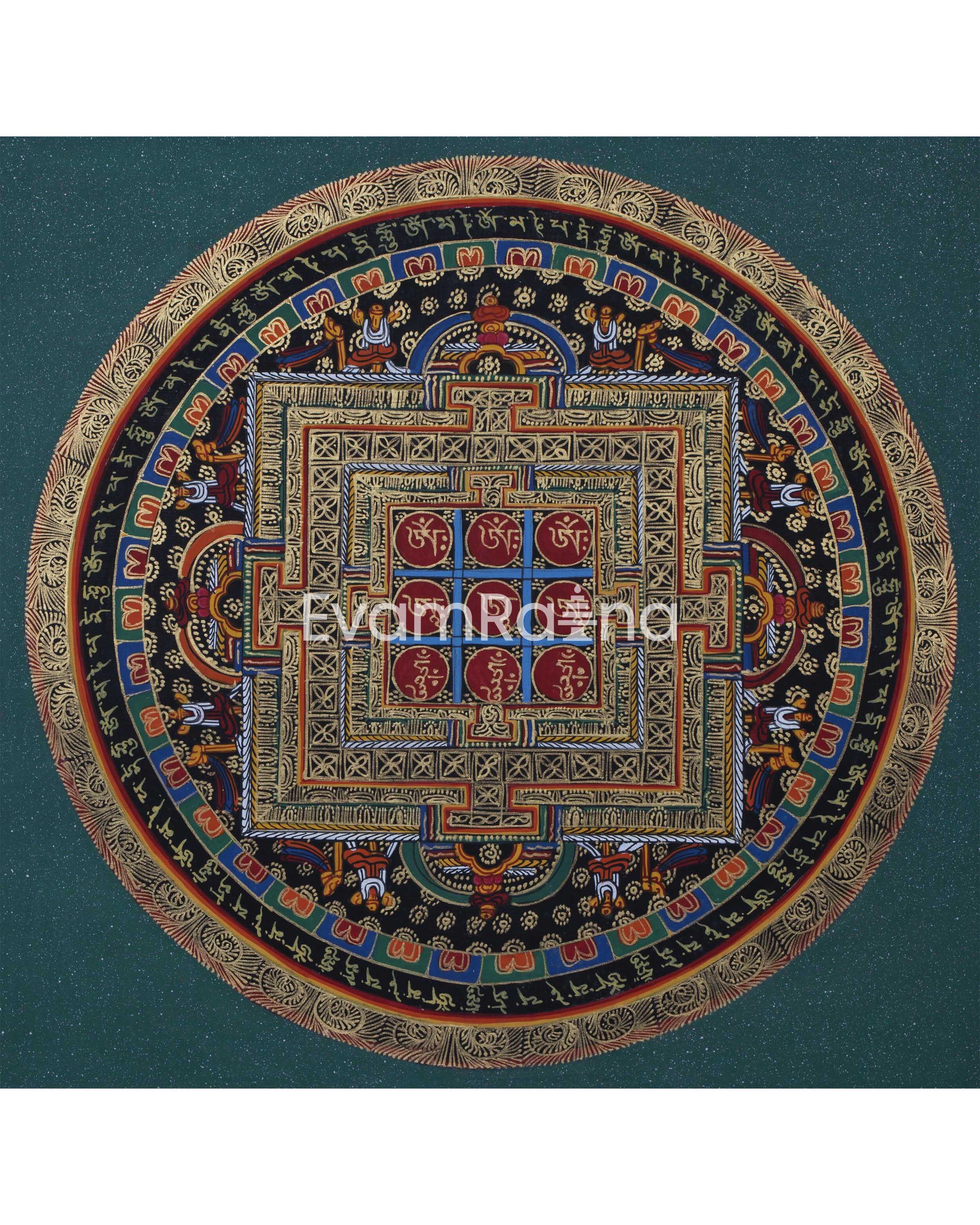 Original Handmade OM Mantra Mandala Thangka | Meditation & Peace | Home Decor