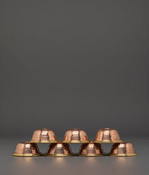 Buddhist Ritual Offering Bowl Set | Handcrafted Copper Bowls with Brass Lining