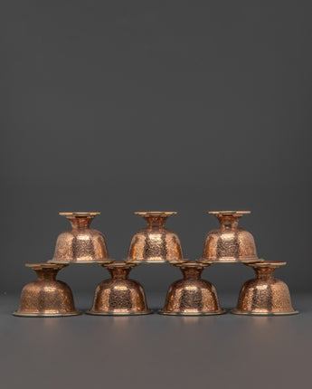 Handcrafted Copper Offering Bowls Set