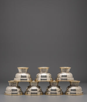 Tibetan Buddhist Silver Offering Bowl Set