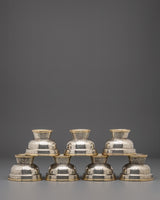 Tibetan Buddhist Silver Offering Bowl Set