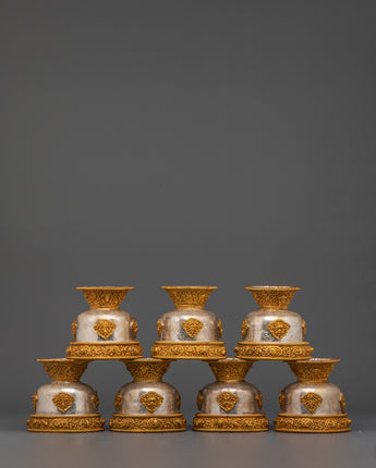 Buddhist Silver Offering bowl set