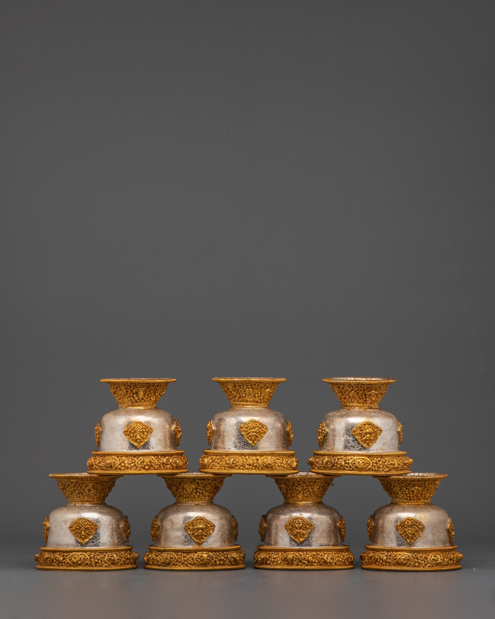 Buddhist Silver Offering bowl set