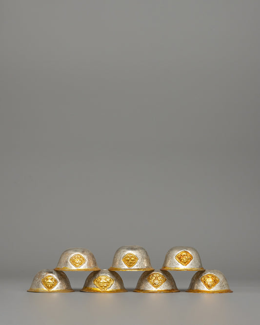 Gold & Silver-Plated Tibetan Offering Bowls