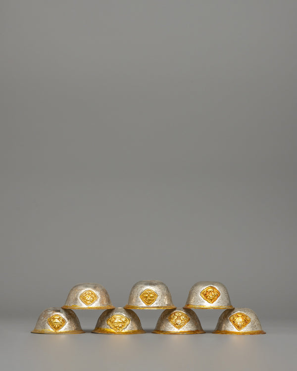 Gold & Silver-Plated Tibetan Offering Bowls