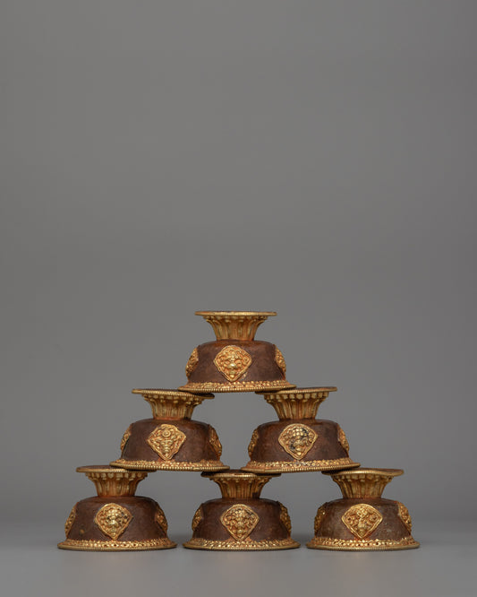 Gold-Plated Tibetan Offering Bowls 