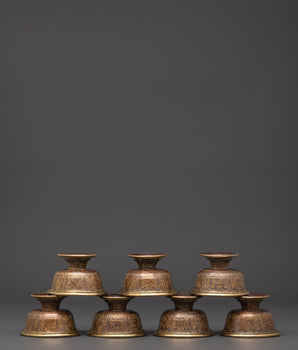 Oxidized Copper Offering Bowl Set | Tibetan Buddhist Rituals Craft
