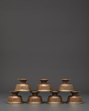 Oxidized Copper Offering Bowl Set | Tibetan Buddhist Rituals Craft