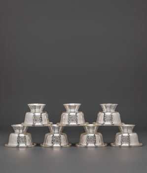 Ceremonial Silver Offering Bowls Set | Sacred Offering Bowls For Meditation