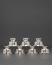 Ceremonial Silver Offering Bowls Set | Sacred Offering Bowls For Meditation