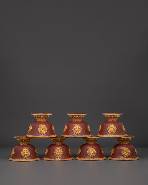 Tibetan Water Offering Bowl Set | Sacred Ritual Tools for Spiritual Altar
