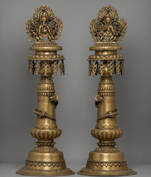 Brass Crafted Oil Lamp Set