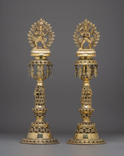 Sacred Brass Oil Lamp Set