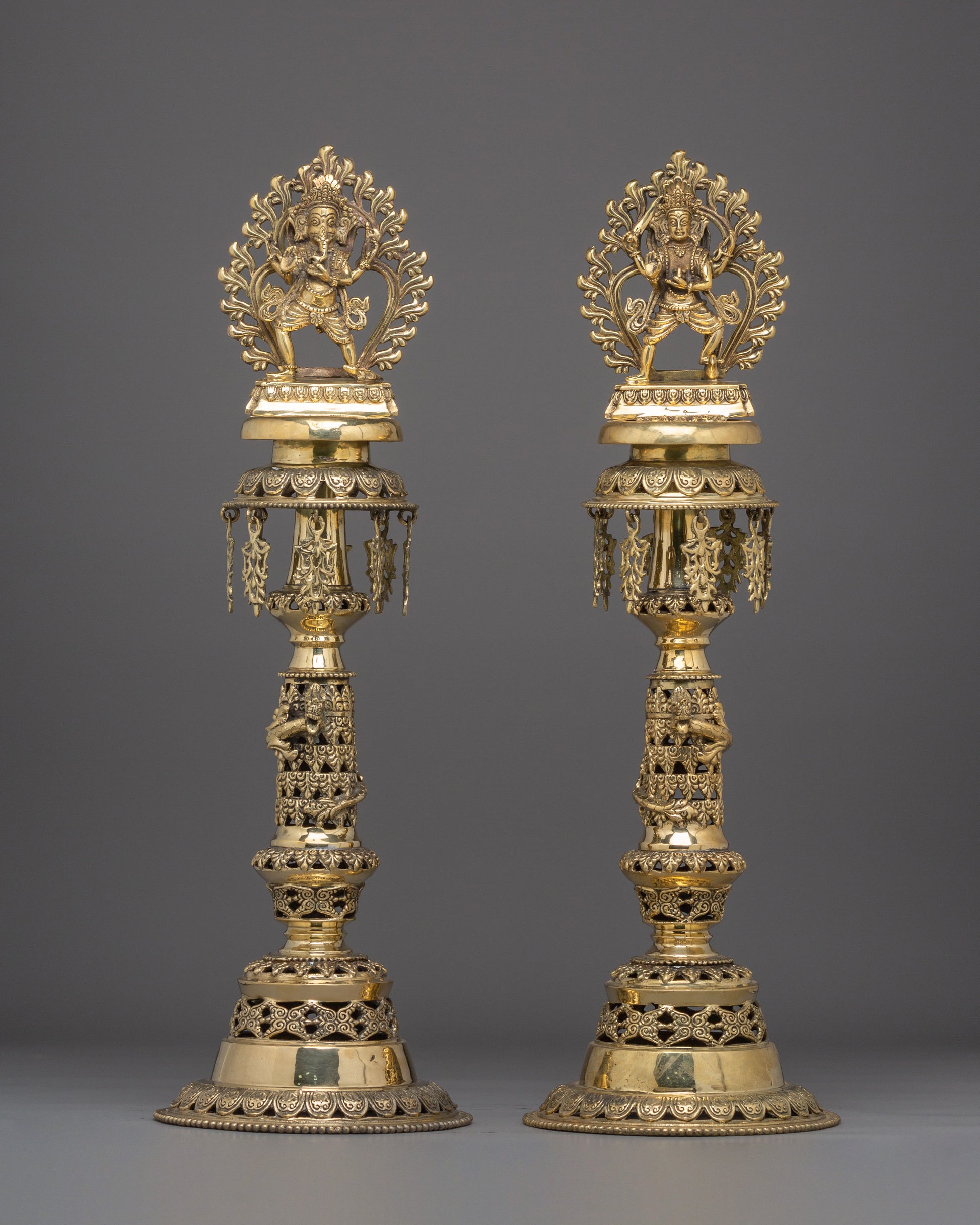 Sacred Brass Oil Lamp Set