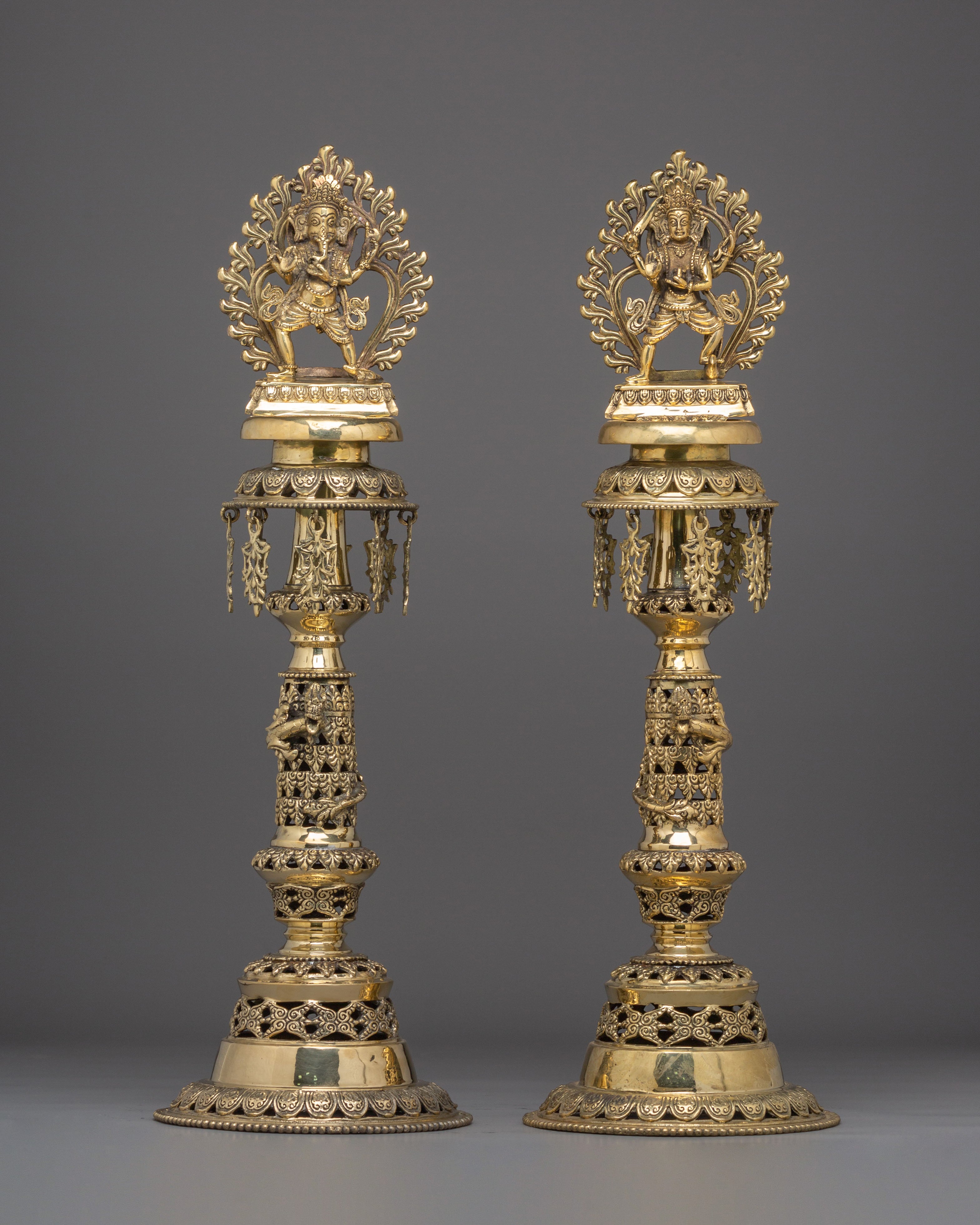 Sacred Brass Oil Lamp Set