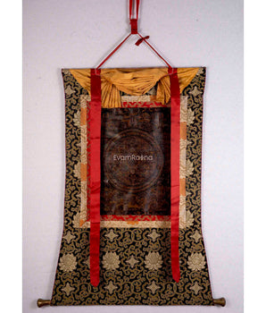 Oil Varnished Heruka Mandala With Brocade Mounted