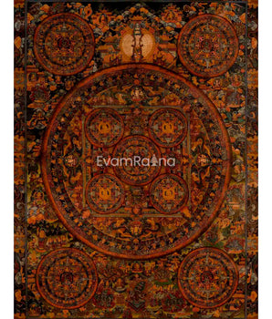 Oil Varnished Heruka Mandala Thangka