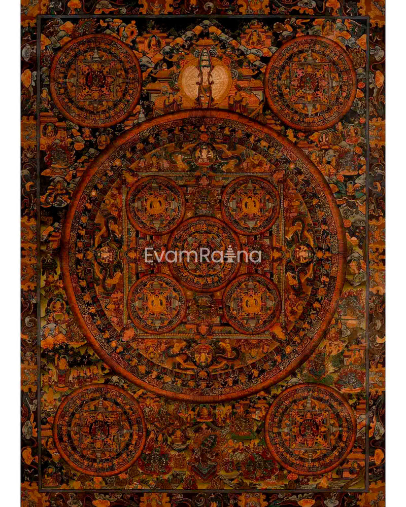 Oil Varnished Heruka Mandala Thangka