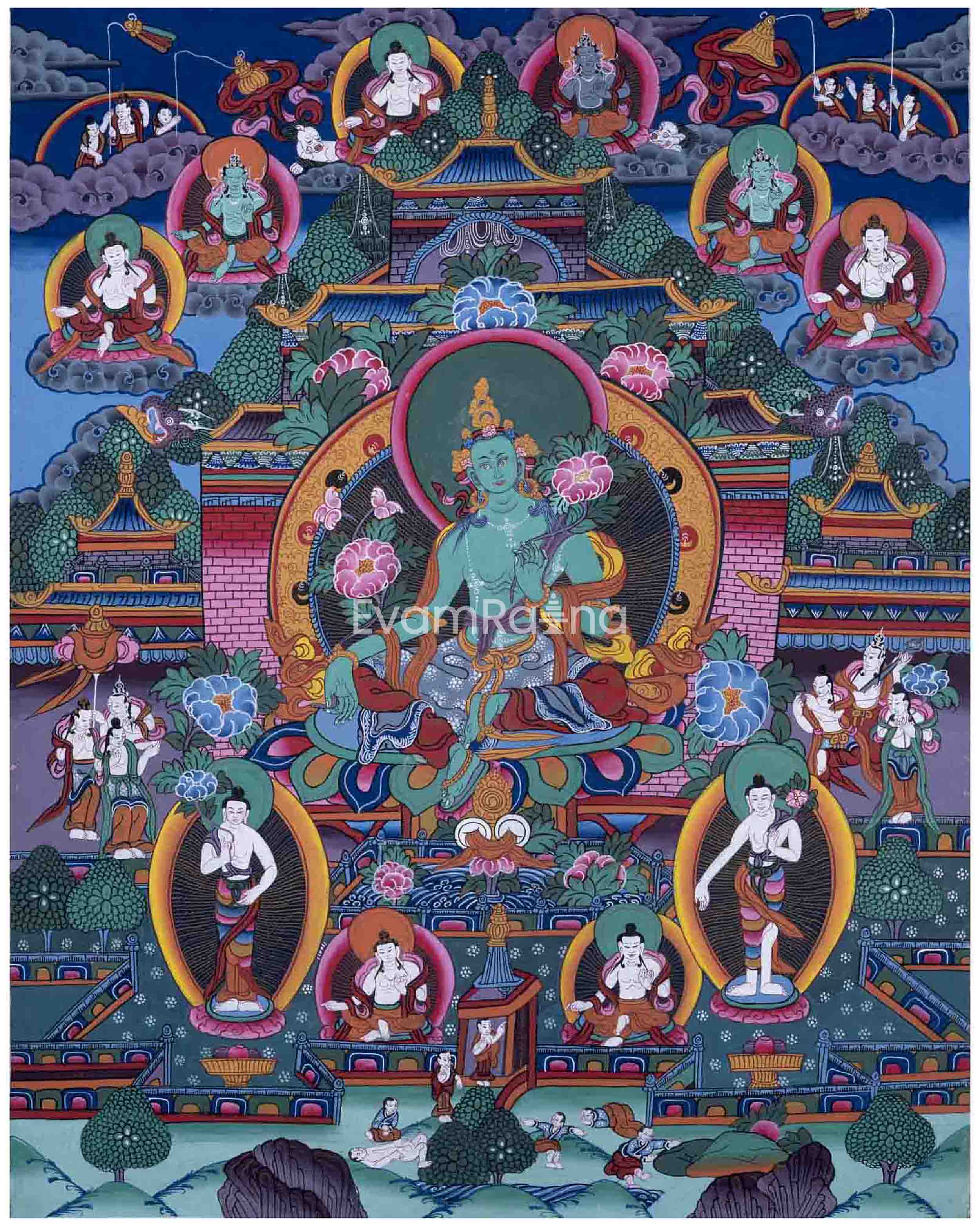 Old Green Tara Thangka