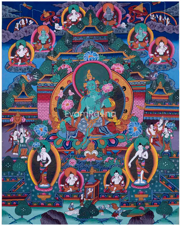 Old Green Tara Thangka