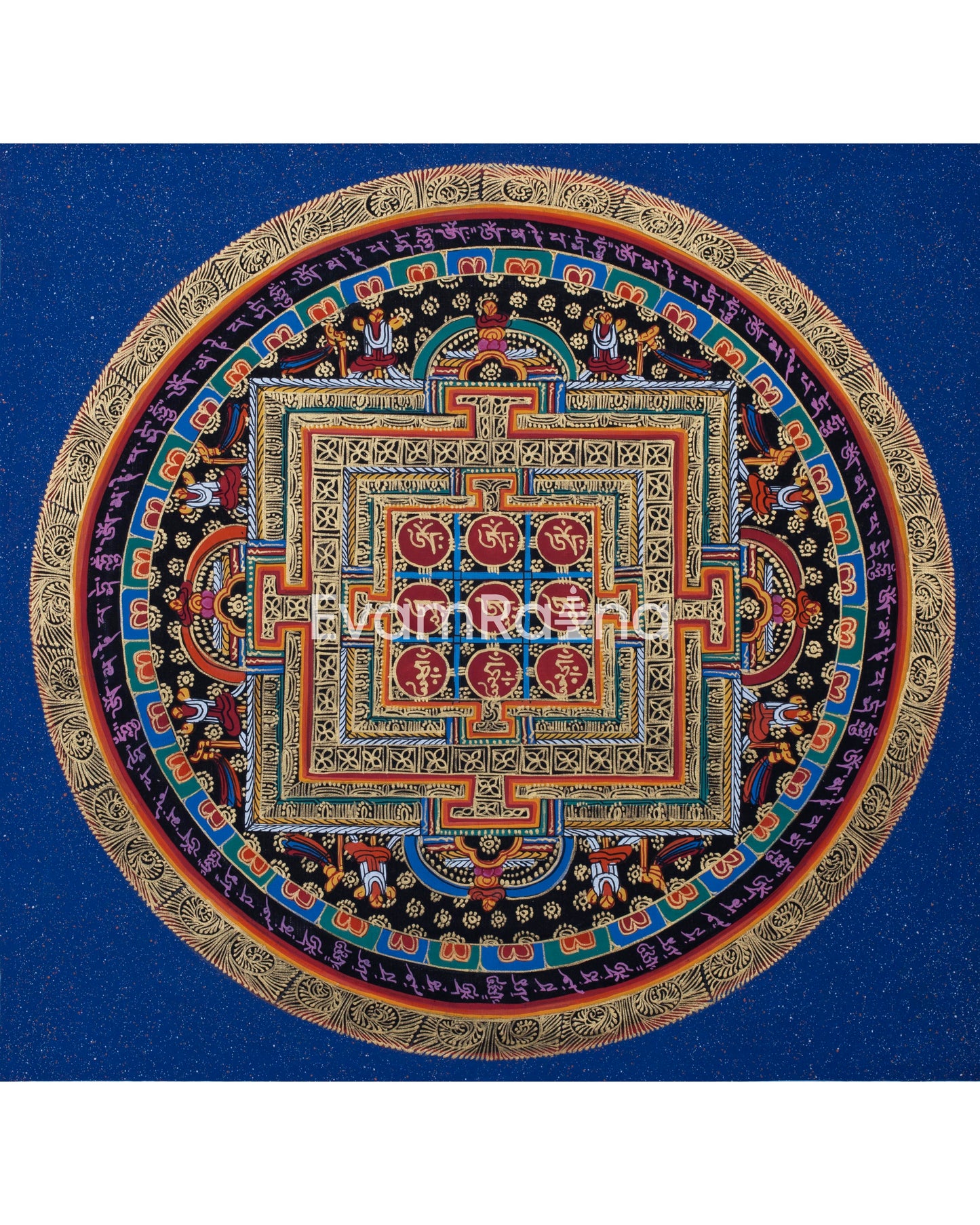 Original Handmade OM Mantra Mandala Thangka | Meditation & Peace | Home Decor