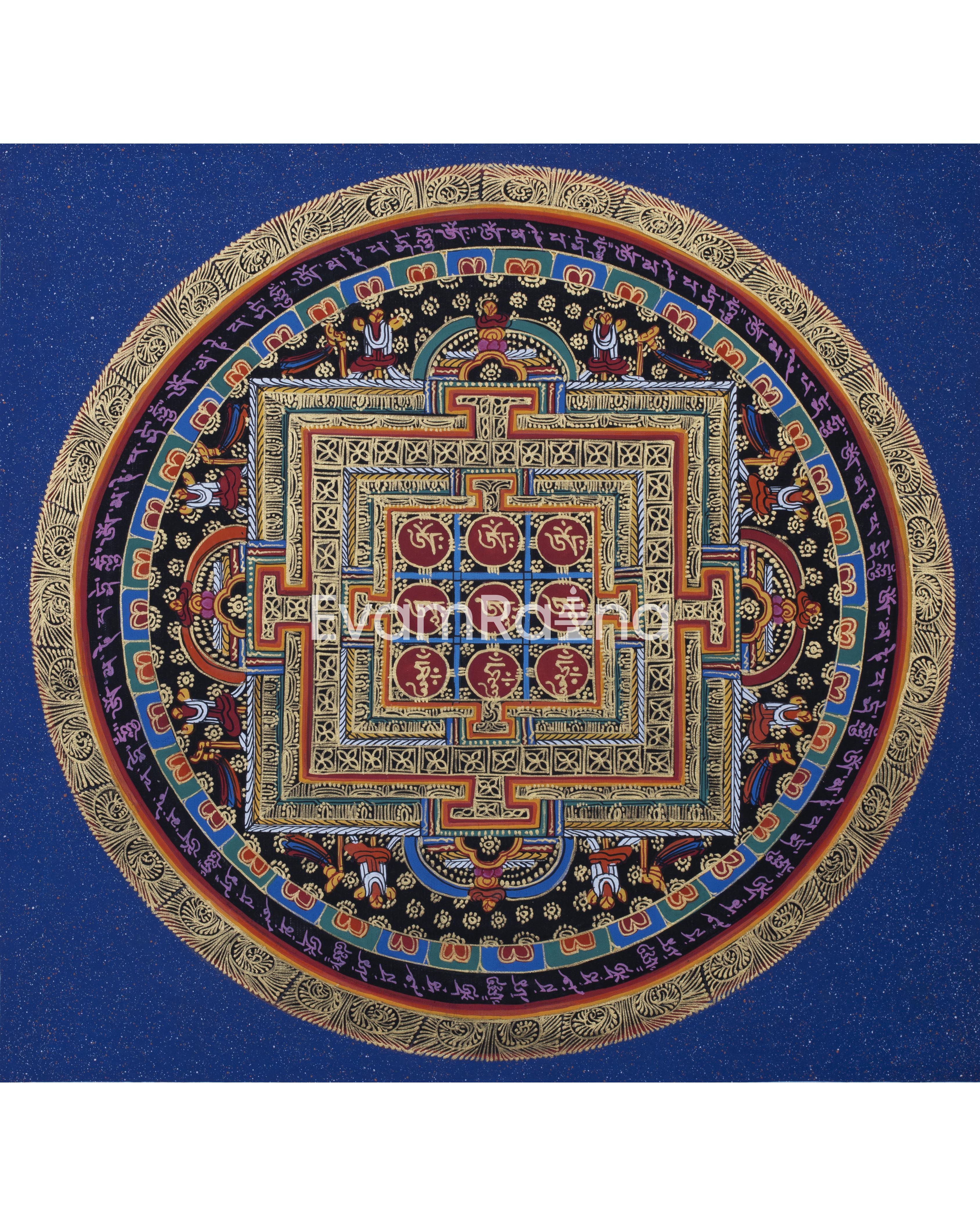 Original Handmade OM Mantra Mandala Thangka | Meditation & Peace | Home Decor