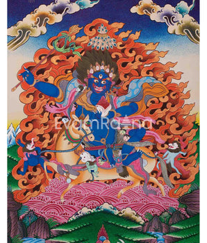 Palden Lhamo Tibetan Buddhist Thangka | Feminist Deity Vajrayana Fine Thangka Art for Protection