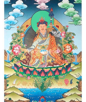 Guru Rinpoche Padmashambhava Masterpiece Tibetan Thangka | Meditation Canvas Art